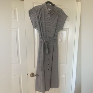 Calvin Klein Black White Gingham Midi Dress